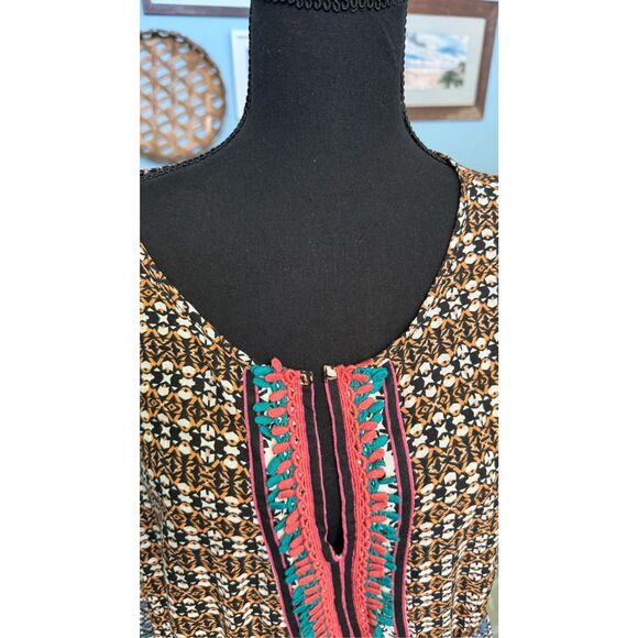 Ranna Gill ANTHROPOLOGIE size L VNeck Boho Sleeveless Panel Tank multicolor - Picture 3 of 8